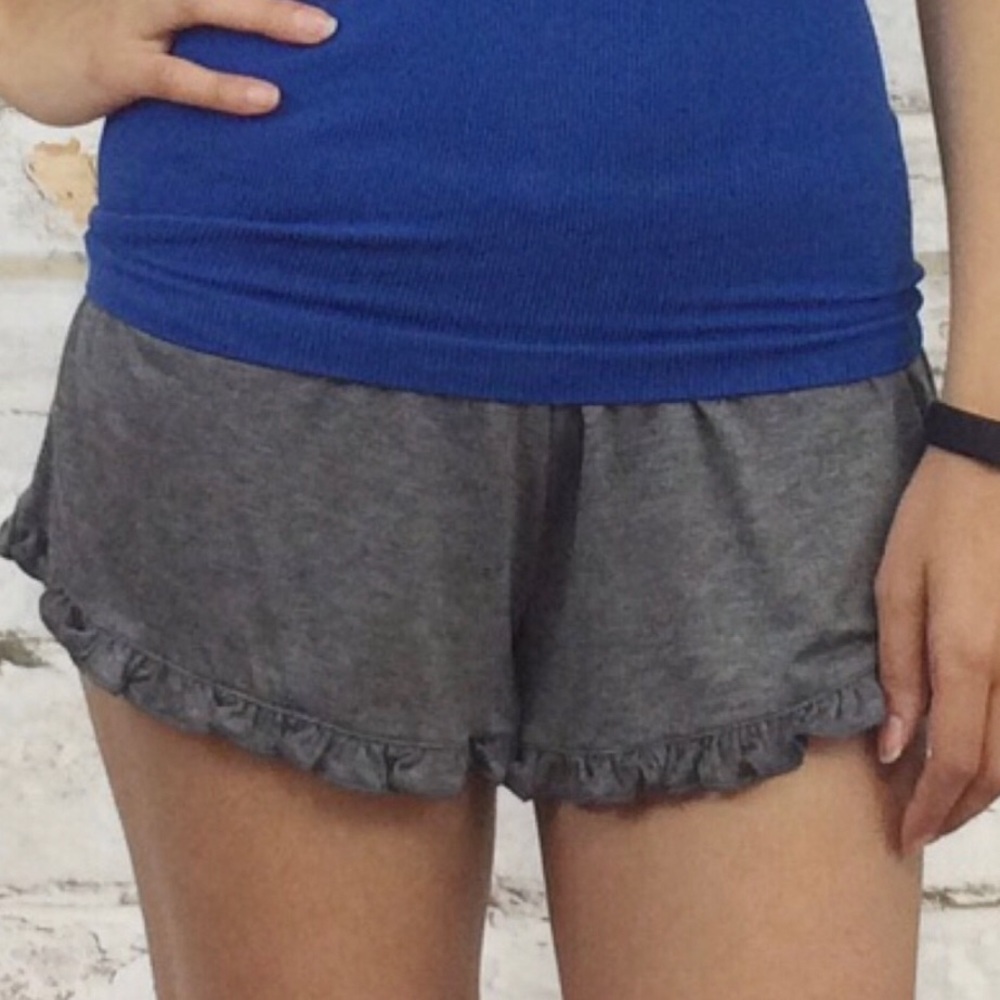 Gray Ruffle Shorts - Picture 2 of 4
